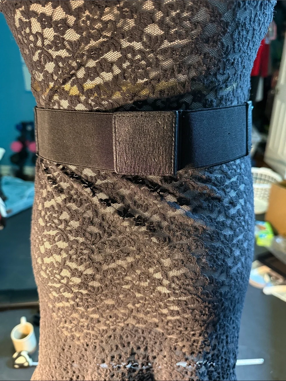 White House Black Market Black Beaded Stretch Waist Belt